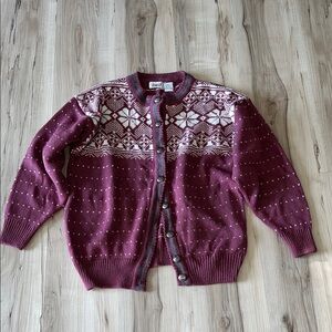 Stylish Pink and White Snowflake Cardigan
